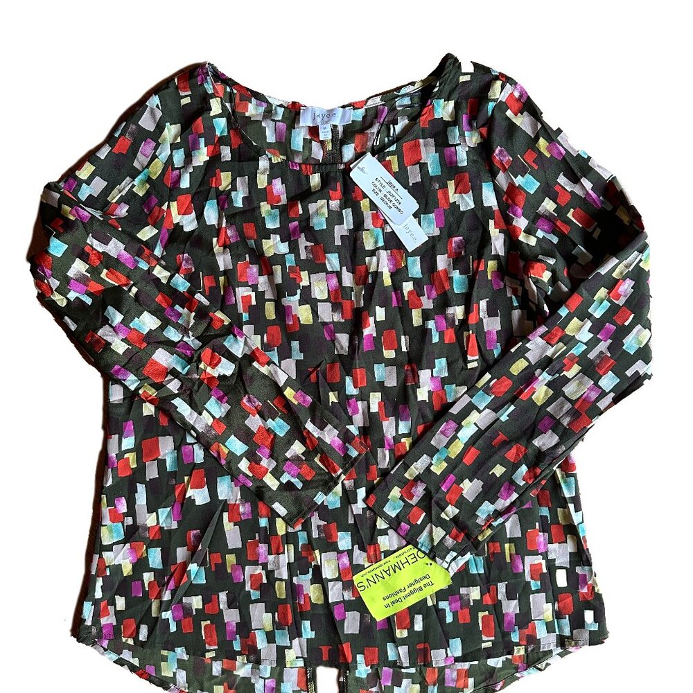 Jaye.e Multi-Color Long Sleeve Blouse w/ back slit sz M